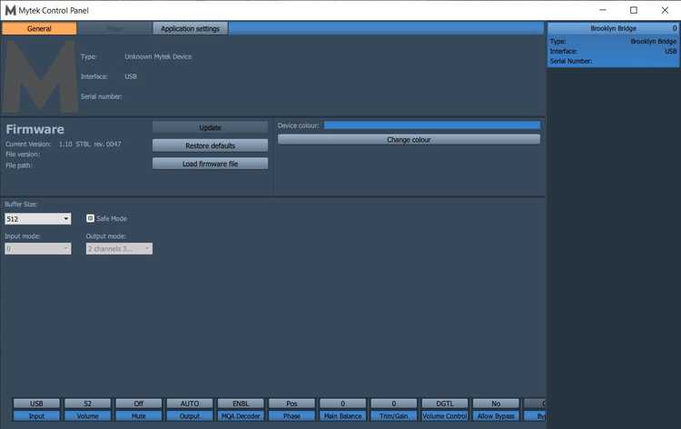 Mytek Control Panel Software